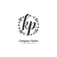 kp écriture manuscrite initiale et création de logo de signature avec cercle. beau design logo manuscrit pour la mode, l'équipe, le mariage, le logo de luxe. vecteur