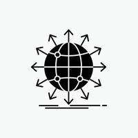 globe. réseau. La Flèche. nouvelles. icône de glyphe mondial. illustration vectorielle isolée vecteur