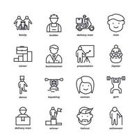 ensemble d'icônes de ligne de personnes, collection de symboles vectoriels de contour, pack de pictogrammes de style linéaire. signes, illustration de logo.