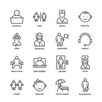 ensemble d'icônes de ligne de personnes, collection de symboles vectoriels de contour, pack de pictogrammes de style linéaire. signes, illustration de logo. vecteur