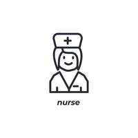 signe vecteur symbole infirmière est isolé sur un fond blanc. couleur de l'icône modifiable.