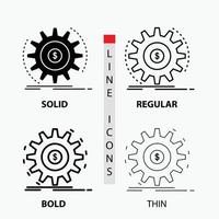 finance. couler. le revenu. fabrication. icône de l'argent en mince. habituel. ligne en gras et style de glyphe. illustration vectorielle vecteur