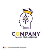 conception du logo du nom de l'entreprise pour la capacité. tête. Humain. connaissances. compétence. conception de nom de marque violet et jaune avec place pour le slogan. modèle de logo créatif pour petites et grandes entreprises. vecteur