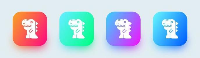 icône solide de dinosaure dans des couleurs dégradées carrées. illustration vectorielle des signes jurassiques. vecteur