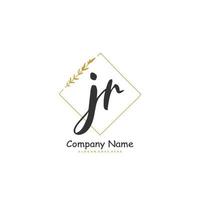 jr écriture initiale et création de logo de signature avec cercle. beau design logo manuscrit pour la mode, l'équipe, le mariage, le logo de luxe. vecteur