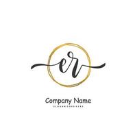 er écriture initiale et création de logo de signature avec cercle. beau design logo manuscrit pour la mode, l'équipe, le mariage, le logo de luxe. vecteur