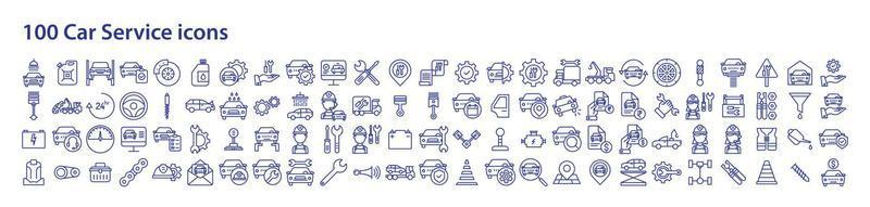 collection d'icônes liées au service automobile et au garage, y compris des icônes comme la batterie, l'automobile, le technicien, la clé et plus encore. illustrations vectorielles, pixel parfait vecteur