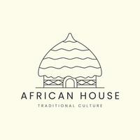 maison africaine traditionnelle avec conception de modèle d'icône d'illustration vectorielle de logo de style d'art en ligne vecteur