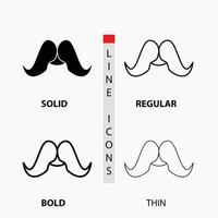 moustache. branché. movember. Masculin. icône hommes en mince. habituel. ligne en gras et style de glyphe. illustration vectorielle vecteur