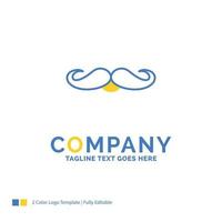 moustache. branché. movember. Masculin. modèle de logo d'entreprise jaune bleu hommes. lieu de modèle de conception créative pour le slogan. vecteur