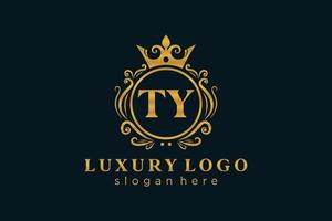 modèle de logo de luxe royal lettre initiale ty dans l'art vectoriel pour le restaurant, la royauté, la boutique, le café, l'hôtel, l'héraldique, les bijoux, la mode et d'autres illustrations vectorielles.