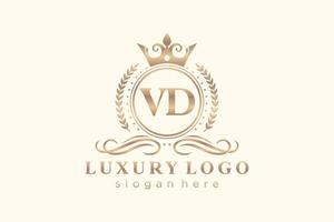 modèle de logo de luxe royal de lettre vd initiale dans l'art vectoriel pour le restaurant, la royauté, la boutique, le café, l'hôtel, l'héraldique, les bijoux, la mode et d'autres illustrations vectorielles.