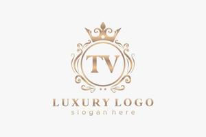 modèle de logo de luxe royal de lettre tv initiale dans l'art vectoriel pour le restaurant, la royauté, la boutique, le café, l'hôtel, l'héraldique, les bijoux, la mode et d'autres illustrations vectorielles.