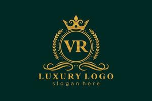 modèle de logo de luxe royal de lettre vr initiale dans l'art vectoriel pour le restaurant, la royauté, la boutique, le café, l'hôtel, l'héraldique, les bijoux, la mode et d'autres illustrations vectorielles.