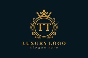 modèle initial de logo de luxe royal de lettre tt dans l'art vectoriel pour le restaurant, la royauté, la boutique, le café, l'hôtel, l'héraldique, les bijoux, la mode et d'autres illustrations vectorielles.