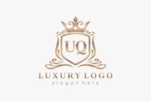 modèle initial de logo de luxe royal de lettre uq dans l'art vectoriel pour le restaurant, la royauté, la boutique, le café, l'hôtel, l'héraldique, les bijoux, la mode et d'autres illustrations vectorielles.