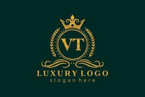 modèle de logo de luxe royal lettre initiale vt en art vectoriel pour restaurant, royauté, boutique, café, hôtel, héraldique, bijoux, mode et autres illustrations vectorielles.