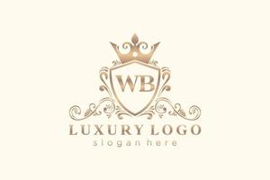 modèle de logo de luxe royal lettre initiale wb en art vectoriel pour restaurant, royauté, boutique, café, hôtel, héraldique, bijoux, mode et autres illustrations vectorielles.