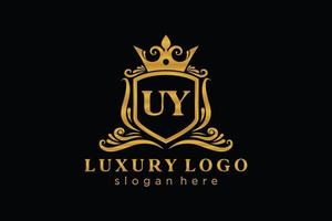 modèle initial de logo de luxe royal de lettre uy dans l'art vectoriel pour le restaurant, la royauté, la boutique, le café, l'hôtel, l'héraldique, les bijoux, la mode et d'autres illustrations vectorielles.