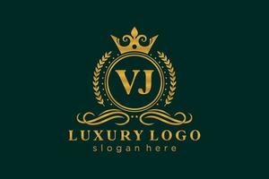 modèle initial de logo de luxe royal de lettre vj dans l'art vectoriel pour le restaurant, la royauté, la boutique, le café, l'hôtel, l'héraldique, les bijoux, la mode et d'autres illustrations vectorielles.