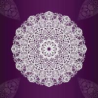 mandala blanc et fond de couleur magenta foncé. vecteur