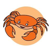 caricature de crabe. logo de fruits de mer. symbole d'icône d'animal de la vie marine vecteur