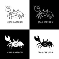 vecteur de dessin animé de crabe. logo de mascotte de fruits de mer. caractère d'icône d'animal de l'océan