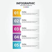 modèle d'infographie vertical simple et élégant à 5. vecteur