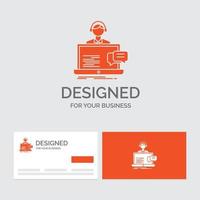 modèle de logo d'entreprise pour le support. discuter. client. service. aider. cartes de visite orange avec modèle de logo de marque. vecteur