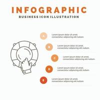 urgence. gardien. aider. Assurance. modèle d'infographie de bouée de sauvetage pour le site Web et la présentation. icône grise de ligne avec illustration vectorielle de style infographie orange vecteur