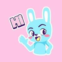 mignon petit lapin dessinant un dessin animé, autocollant de lapin vecteur