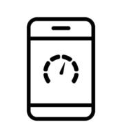 vecteur icône noire compteur de vitesse dans le compteur du smartphone avec flèche pour les indicateurs du tableau de bord téléphone. niveaux faible, moyen, élevé et de risque. bitcoin indice de peur et de cupidité crypto-monnaie