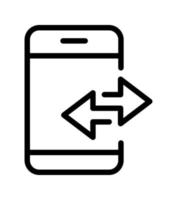 deux flèches opposées et icône vectorielle d'échange de téléphone mobile. symbole de flèche de transfert. différentes icônes directionnelles noires, illustration pour la conception Web, les applications mobiles, l'interface et d'autres conceptions vecteur