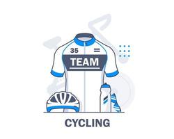 Cyclisme Cyclisme Cyclisme Linéaire Équipement de cyclisme Design plat icône illustration vectorielle vecteur