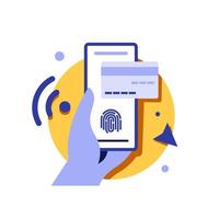 paiement avec l'icône du smartphone, paiement mobile en ligne, illustration vectorielle de l'icône du design plat vecteur