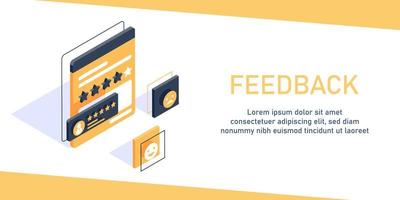concept de rétroaction, avis client, évaluation de la convivialité, concept isométrique du système de notation vecteur