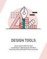outils de conception, concept de développement web, processus de workflow de conception graphique, illustration vectorielle d'icône de conception plate vecteur