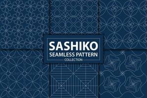 ensemble vectoriel de motifs sashiko japonais, arrière-plan abstrait, papier peint décoratif