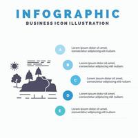 colline. paysage. la nature. Montagne. modèle d'infographie de pluie pour le site Web et la présentation. icône grise de glyphe avec illustration vectorielle de style infographique bleu. vecteur