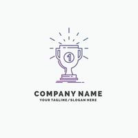 décerner. Coupe. prix. récompense. modèle de logo d'entreprise violet victoire. place pour le slogan vecteur