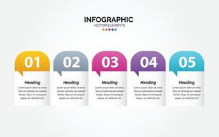 modèle de conception infographique horizontal avec 5 options ou étapes. vecteur