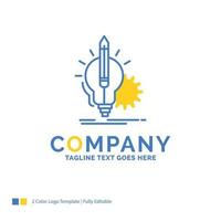 idée. aperçu. clé. lampe. modèle de logo d'entreprise bleu jaune ampoule. lieu de modèle de conception créative pour le slogan. vecteur