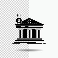 architecture. banque. bancaire. imeuble. icône de glyphe fédéral sur fond transparent. icône noire vecteur