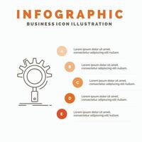 référencement. chercher. optimisation. traiter. définition du modèle d'infographie pour le site Web et la présentation. icône grise de ligne avec illustration vectorielle de style infographie orange vecteur