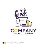 création de logo de nom d'entreprise pour la finance. financier. croissance. argent. profit. conception de nom de marque violet et jaune avec place pour le slogan. modèle de logo créatif pour petites et grandes entreprises. vecteur