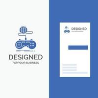 logo d'entreprise pour le jeu. jeu. l'Internet. multijoueur. en ligne. modèle de carte de visite bleu vertical. vecteur