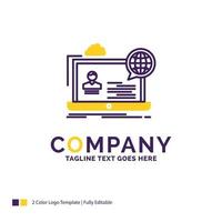 création du logo du nom de l'entreprise pour le webinaire. forum. en ligne. séminaire. site Internet. conception de nom de marque violet et jaune avec place pour le slogan. modèle de logo créatif pour petites et grandes entreprises. vecteur