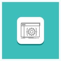bouton rond pour api. application. codage. développeur. icône de ligne de logiciel fond turquoise vecteur