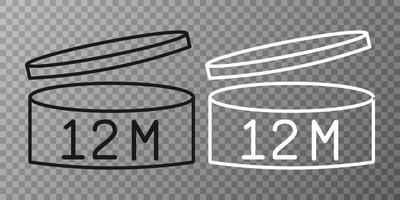 icône de date d'expiration de 12 mois. période après le symbole d'ouverture. illustration vectorielle. vecteur