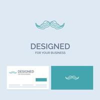 moustache. branché. movember. Masculin. symbole d'icône de ligne de logo d'entreprise d'hommes pour votre entreprise. cartes de visite turquoise avec modèle de logo de marque vecteur